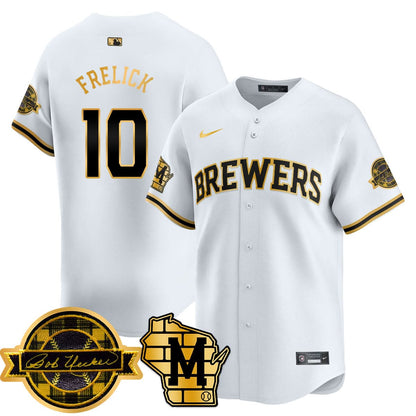 Milwaukee Brewers 2025 Limited Gold Jersey - Bob Uecker Patch - All Stitched