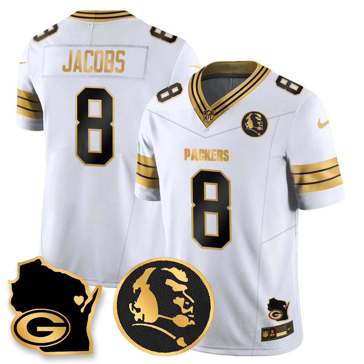 GB 4-Time Champions Vapor Limited Jersey - John Madden Patch - All Stitched