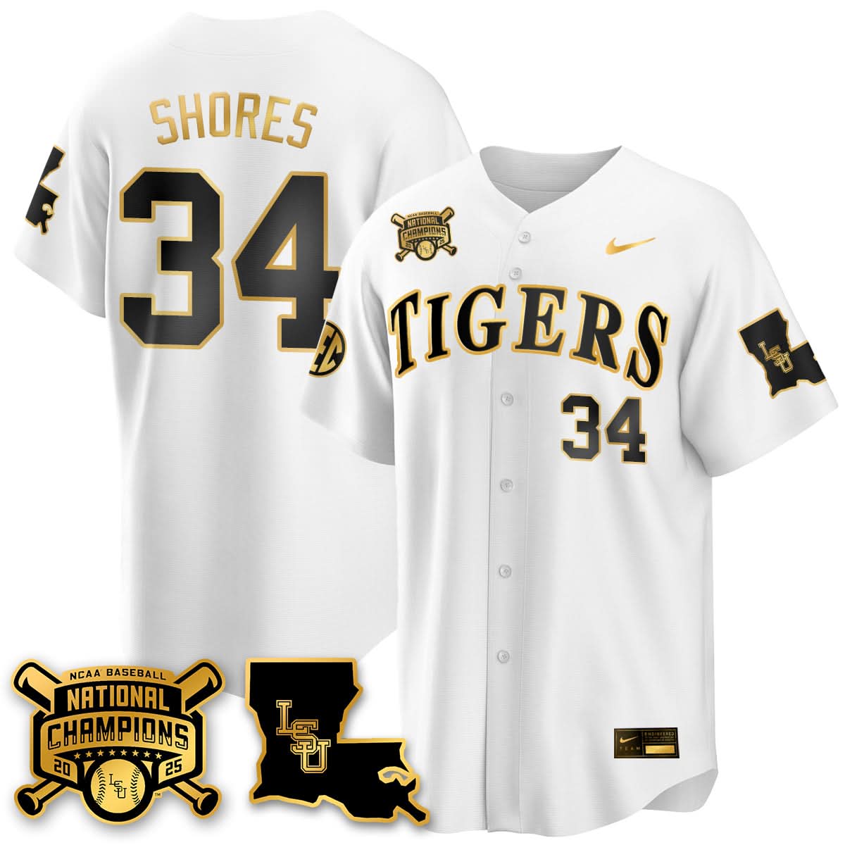 LSU Tigers 2025 College World Series Champions Limited Jersey - All Stitched