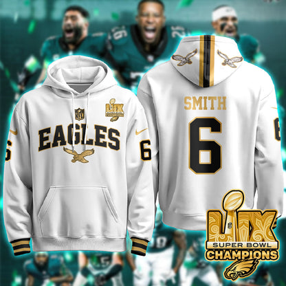 Philadelphia Eagles Super Bowl LIX Champions Gold Hoodie - All Stitched