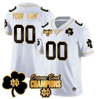 Custom Notre Dame Fighting Irish 2025 Orange Bowl Champions Jersey - All Stitched