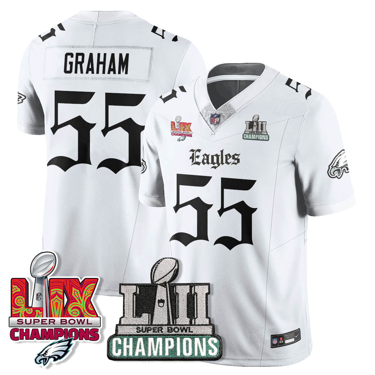 PHI 'Gothic Philly' LII-LIX Super Bowl Champions Vapor Limited Jersey - All Stitched