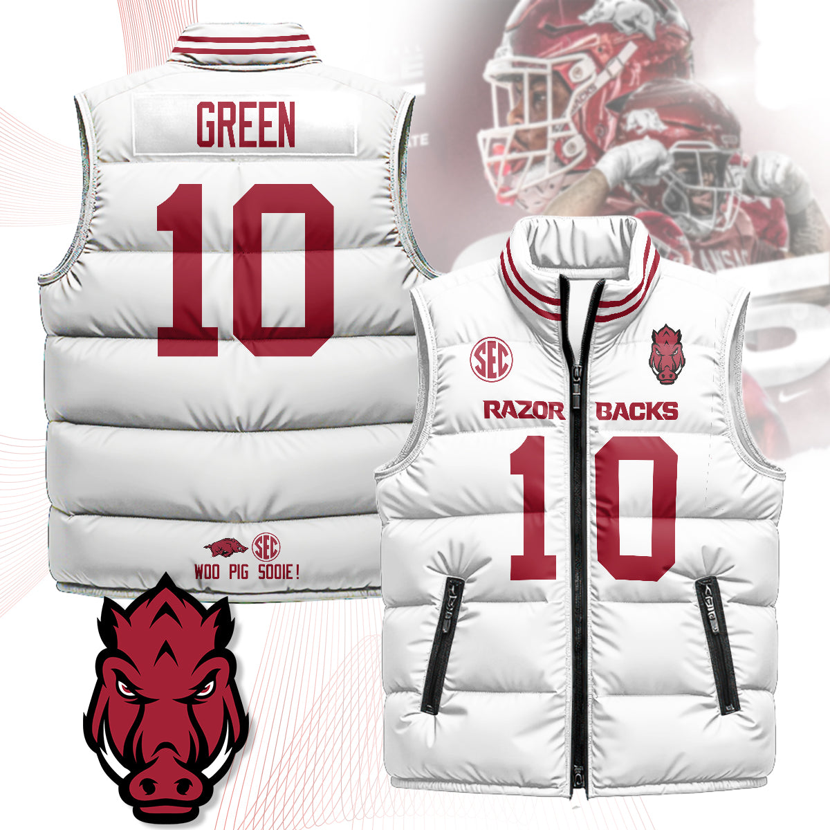 Arkansas Razorbacks Unisex Puffer Vest