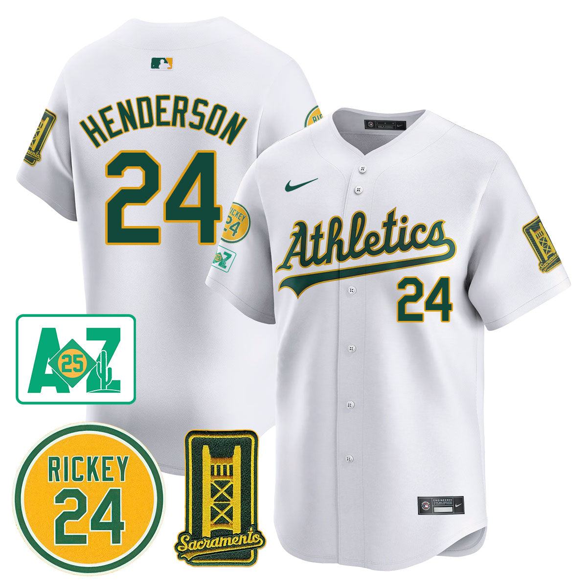 Oakland Athletics 2025 Sacramento, Rickey Henderson Jersey - All Stitched