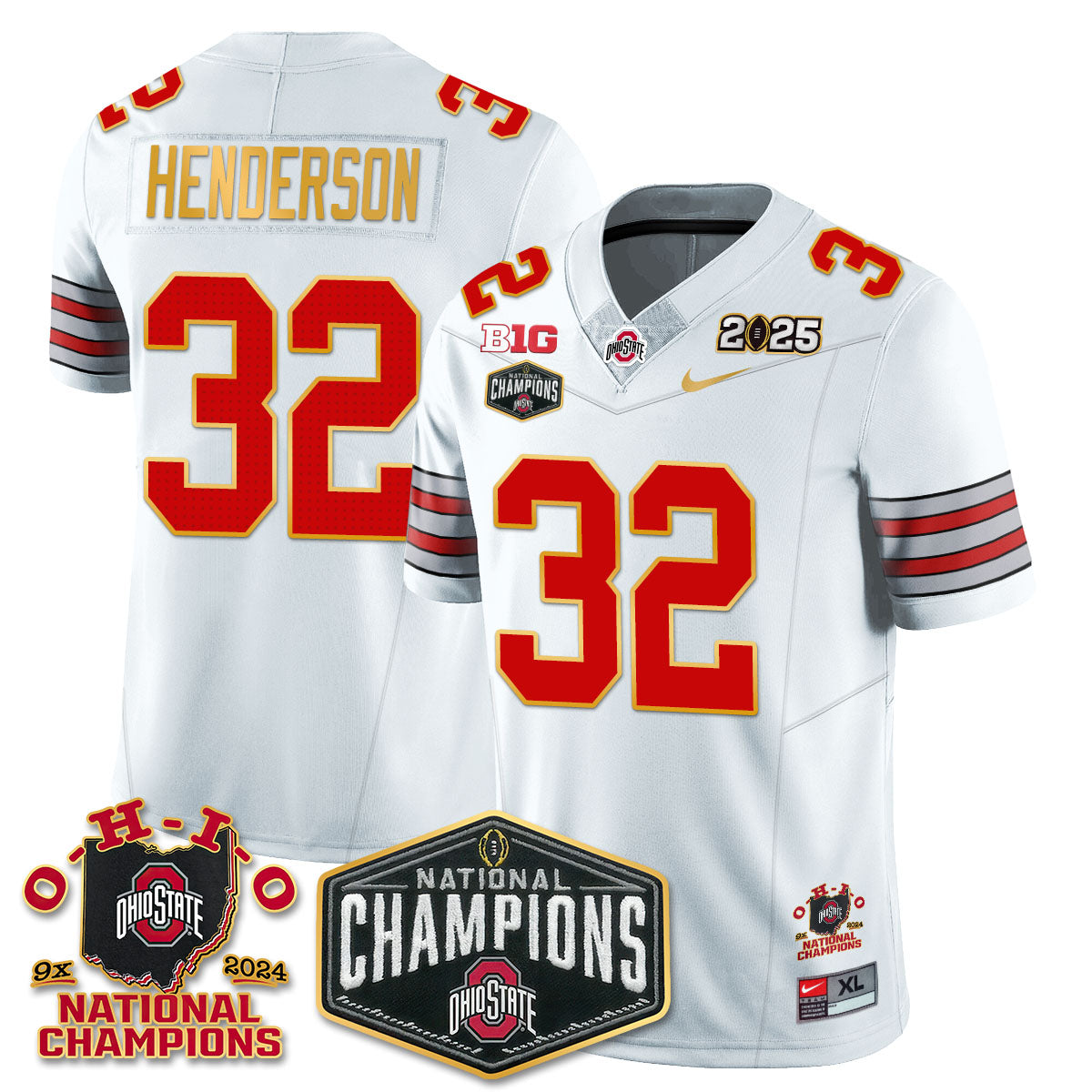 Ohio State Buckeyes 'Heritage Stripe' 2025 CFP Patch - National Champions Jersey N8 - All Stitched