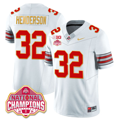 Ohio State Buckeyes 'Heritage Stripe' 2025 CFP Patch - National Champions Gold Jersey - All Stitched