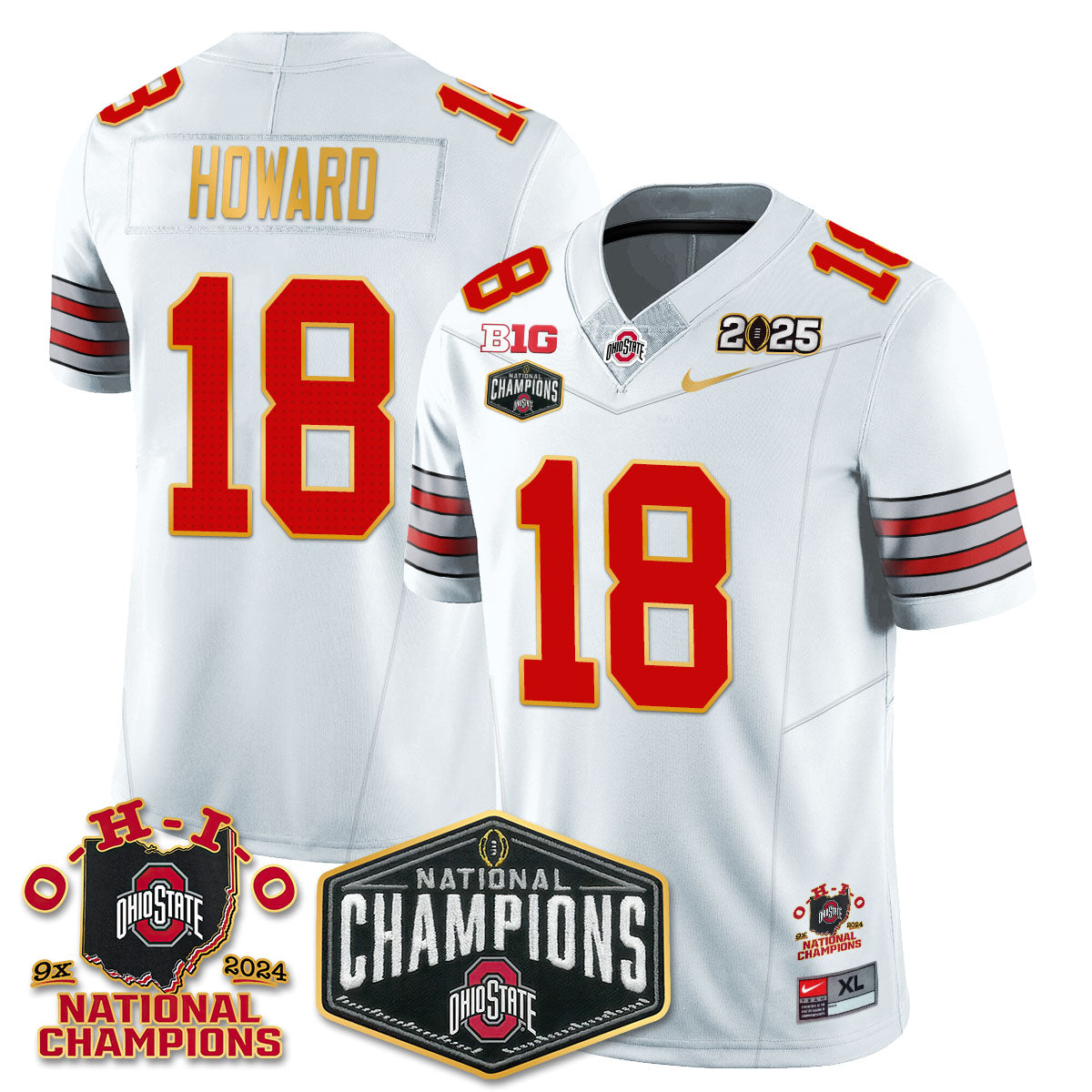 Ohio State Buckeyes 'Heritage Stripe' 2025 CFP Patch - National Champions Jersey N8 - All Stitched