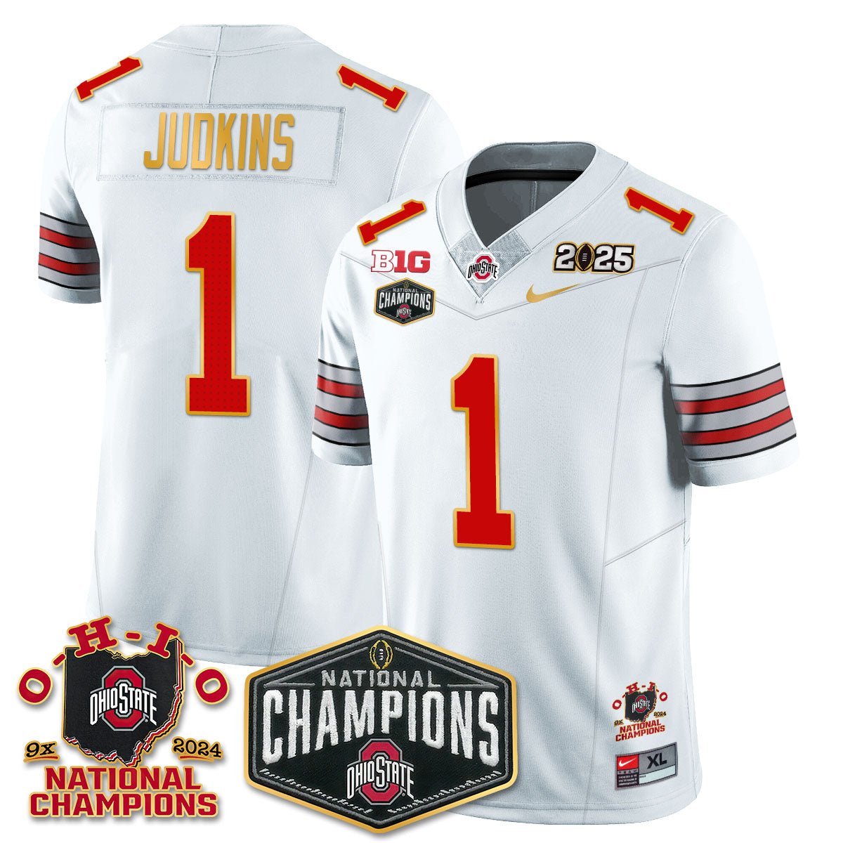 Ohio State Buckeyes 'Heritage Stripe' 2025 CFP Patch - National Champions Jersey N8 - All Stitched