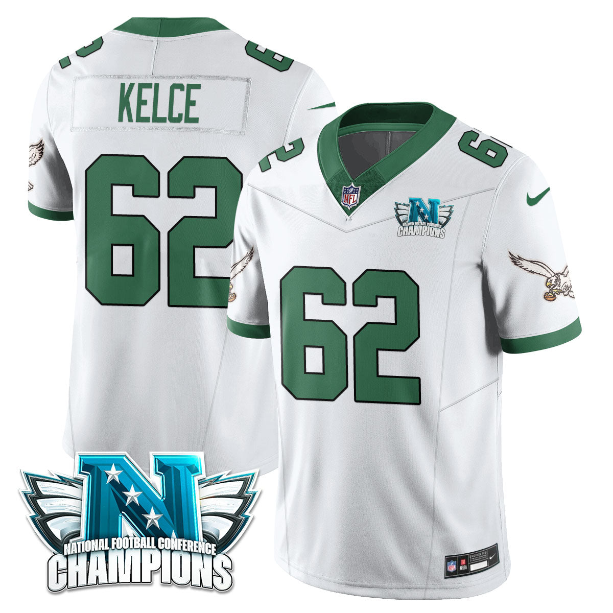 Philadelphia Eagles 2024 NFC Champion Player Jersey - All Stitched