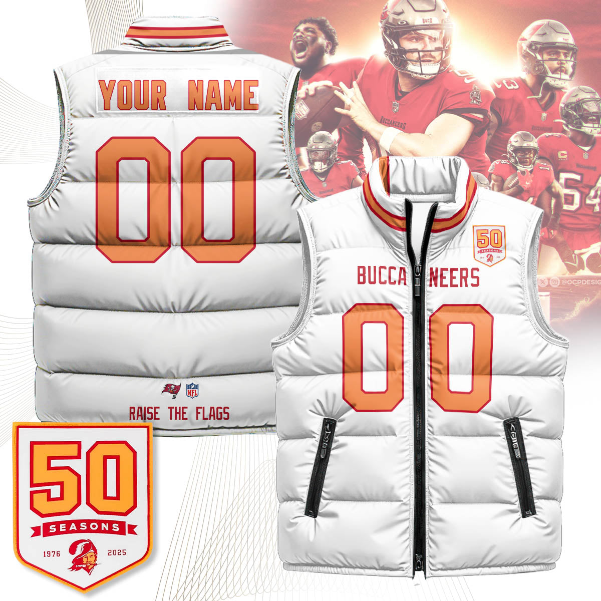 Personalized Tampa Bay Buccaneers Unisex Puffer Vest