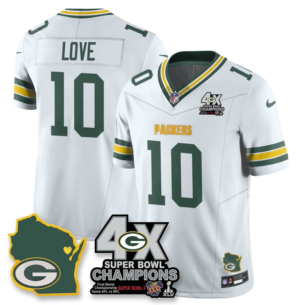 GB 4-Time Champions Patch Vapor Limited Jersey - All Stitched