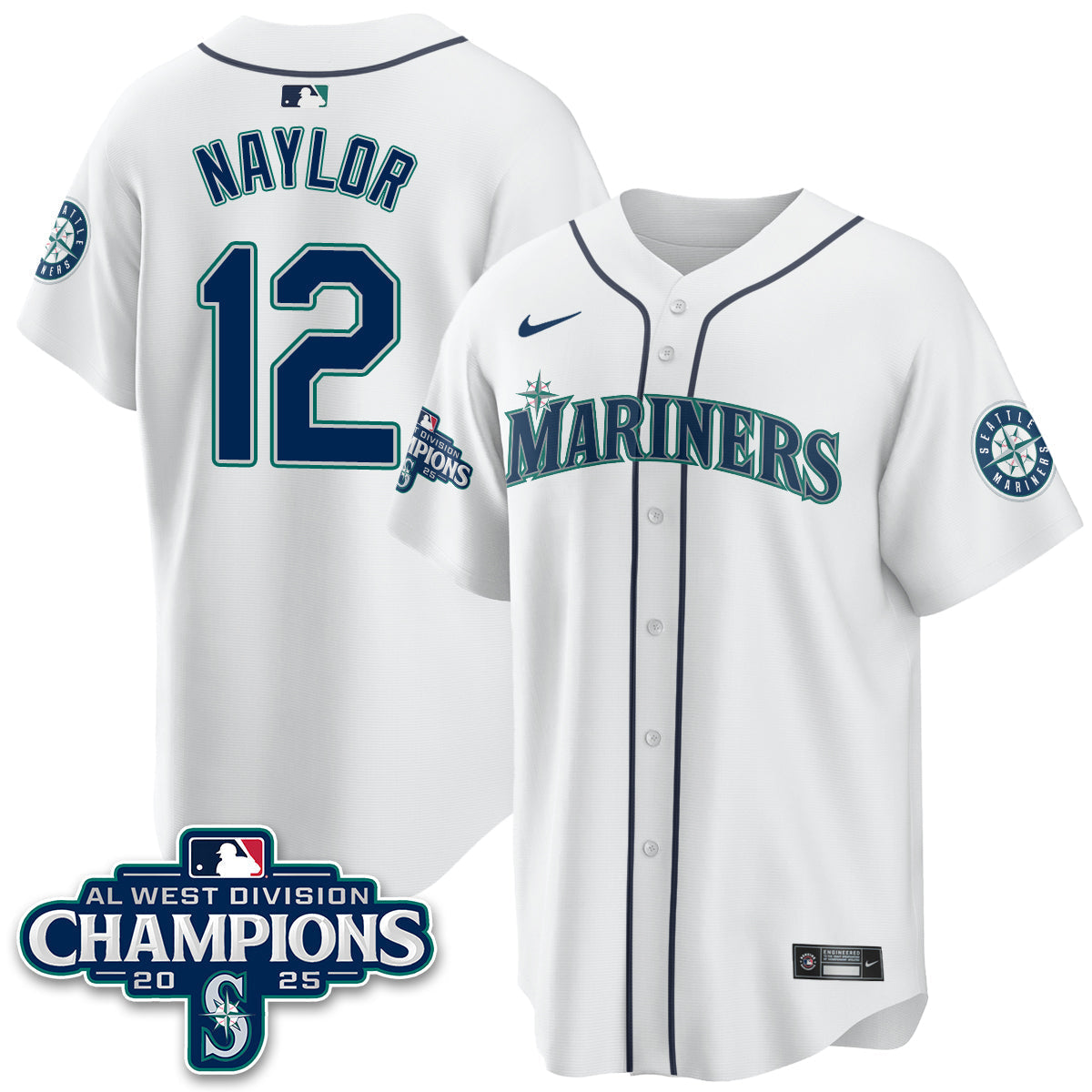 Seattle Mariners 2025 AL West Division Champions Jersey - All Stitched