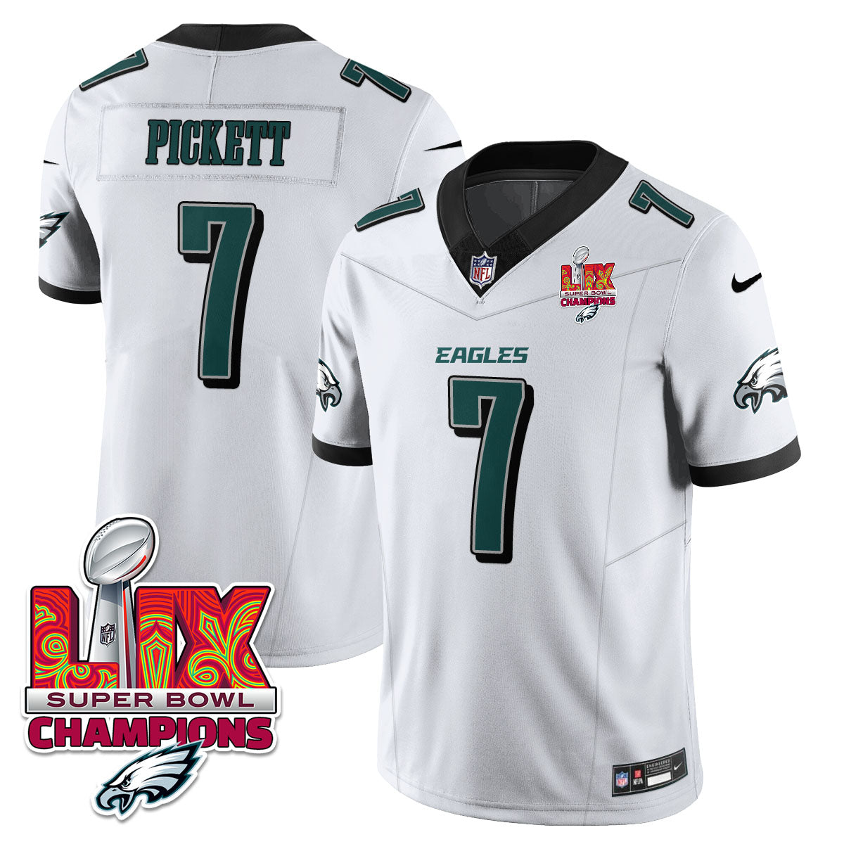 Philadelphia Eagles Super Bowl LIX Champions Gold Trim Vapor Limited Jersey - All Stitched