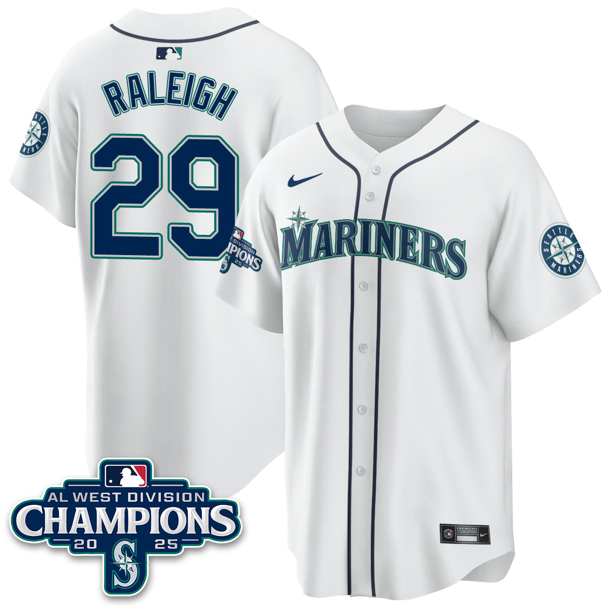 Seattle Mariners 2025 AL West Division Champions Jersey - All Stitched