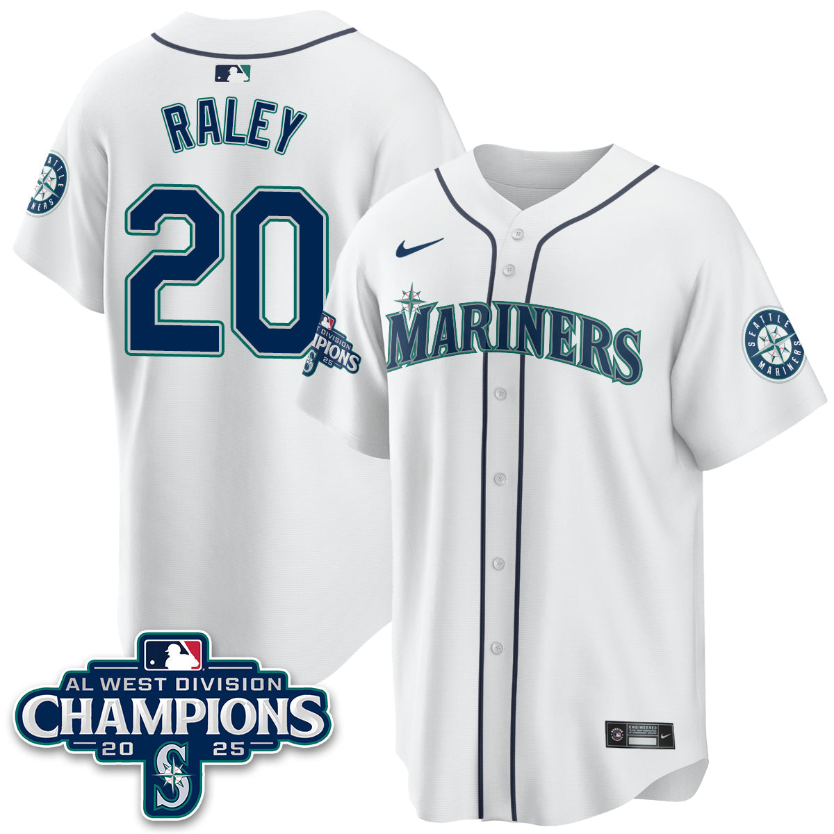 Seattle Mariners 2025 AL West Division Champions Jersey - All Stitched