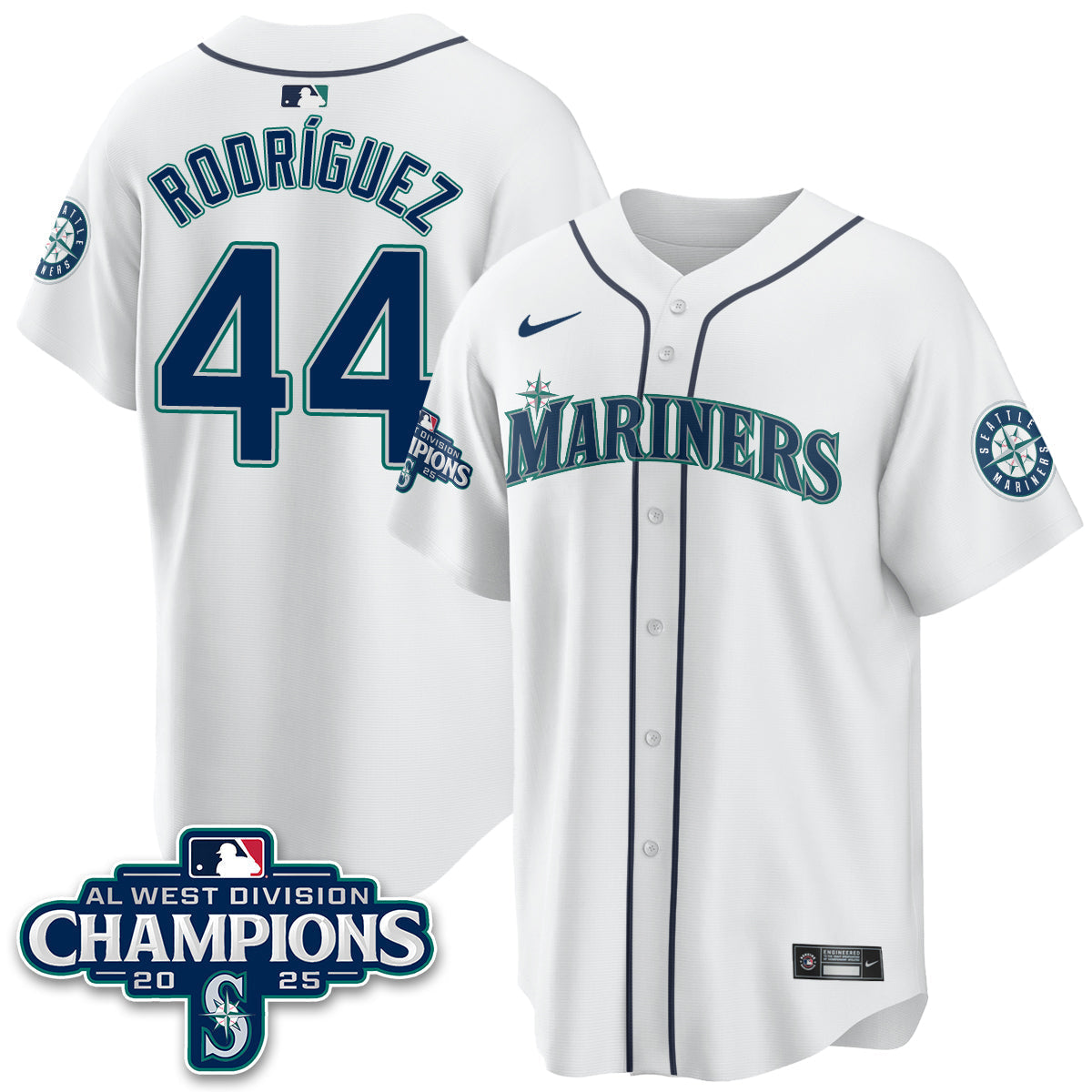 Seattle Mariners 2025 AL West Division Champions Jersey - All Stitched