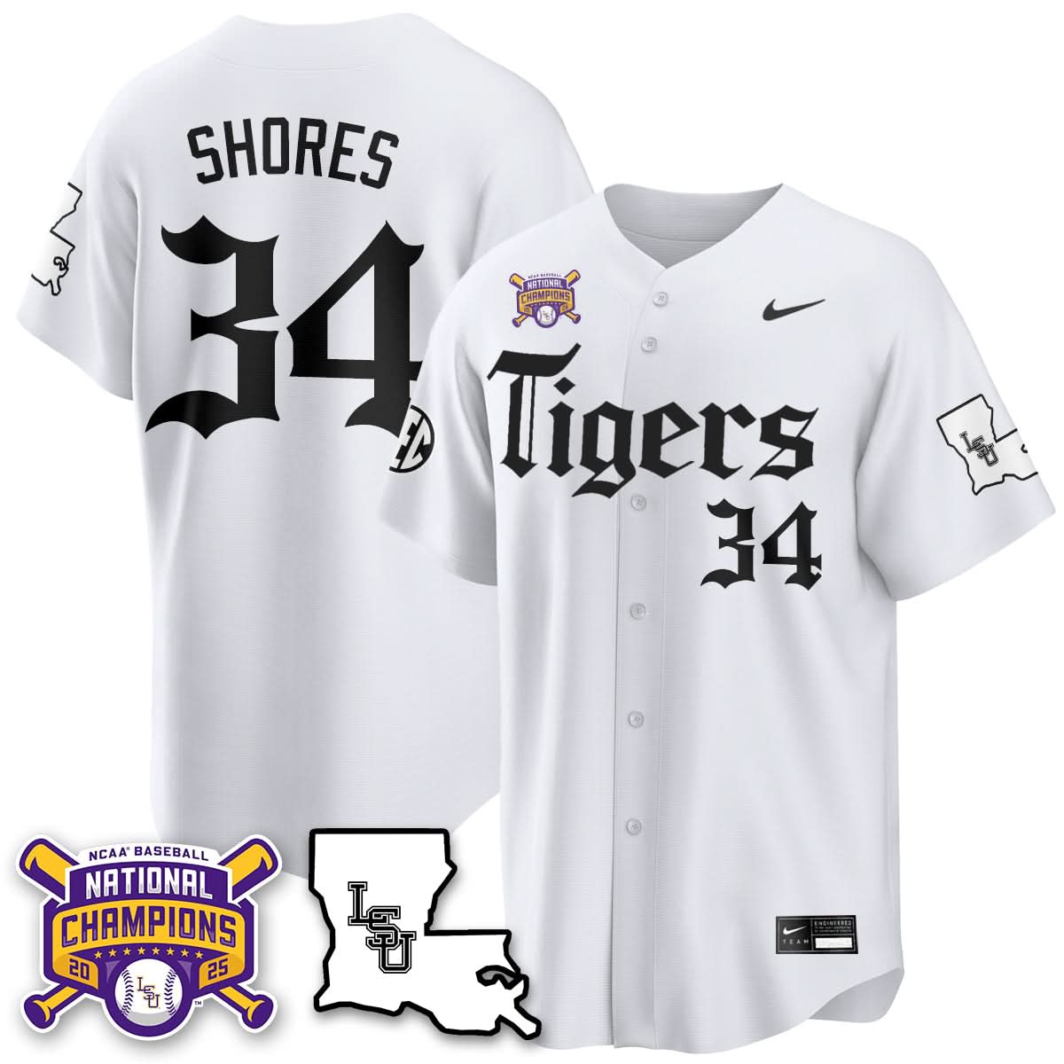 LSU Tigers 2025 World Series Champions 'Gothic Geaux Edition' Jersey - All Stitched