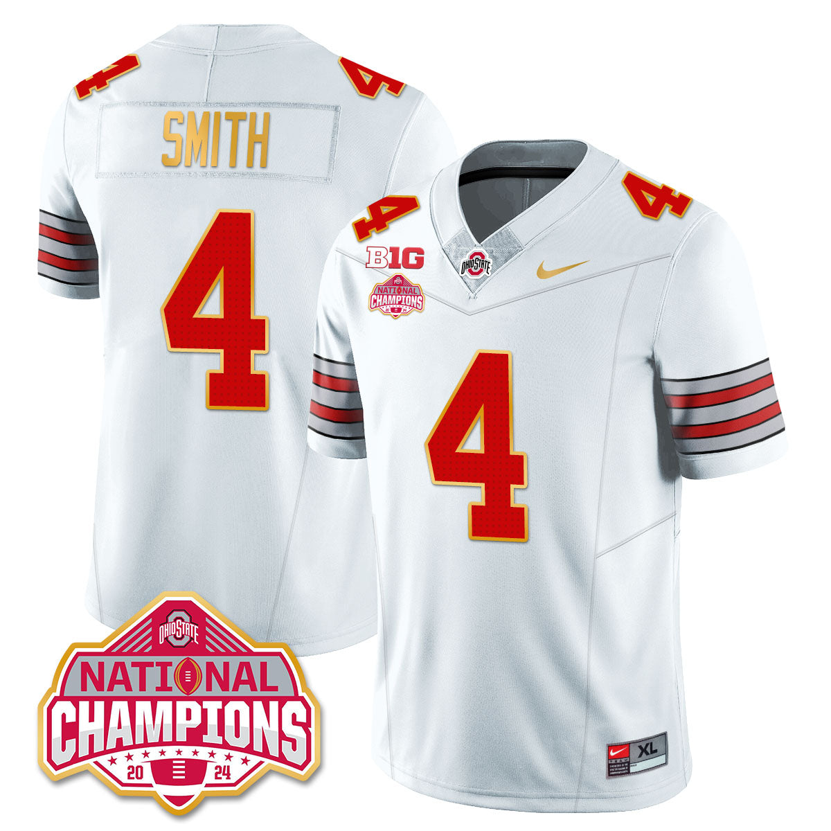 Ohio State Buckeyes 'Heritage Stripe' 2025 CFP Patch - National Champions Gold Jersey - All Stitched