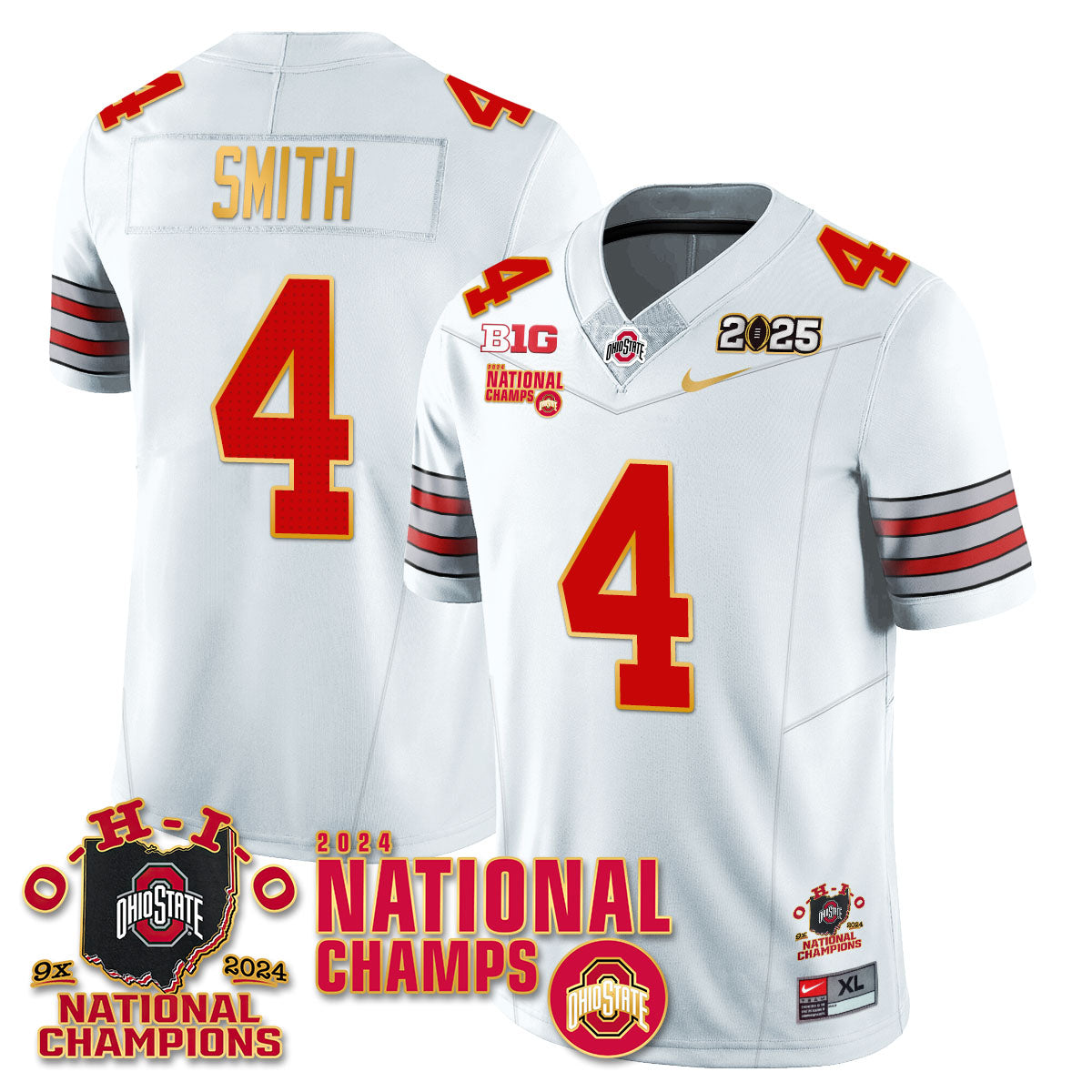 Ohio State Buckeyes 'Heritage Stripe' 2025 CFP Patch - National Champions Jersey N6 - All Stitched