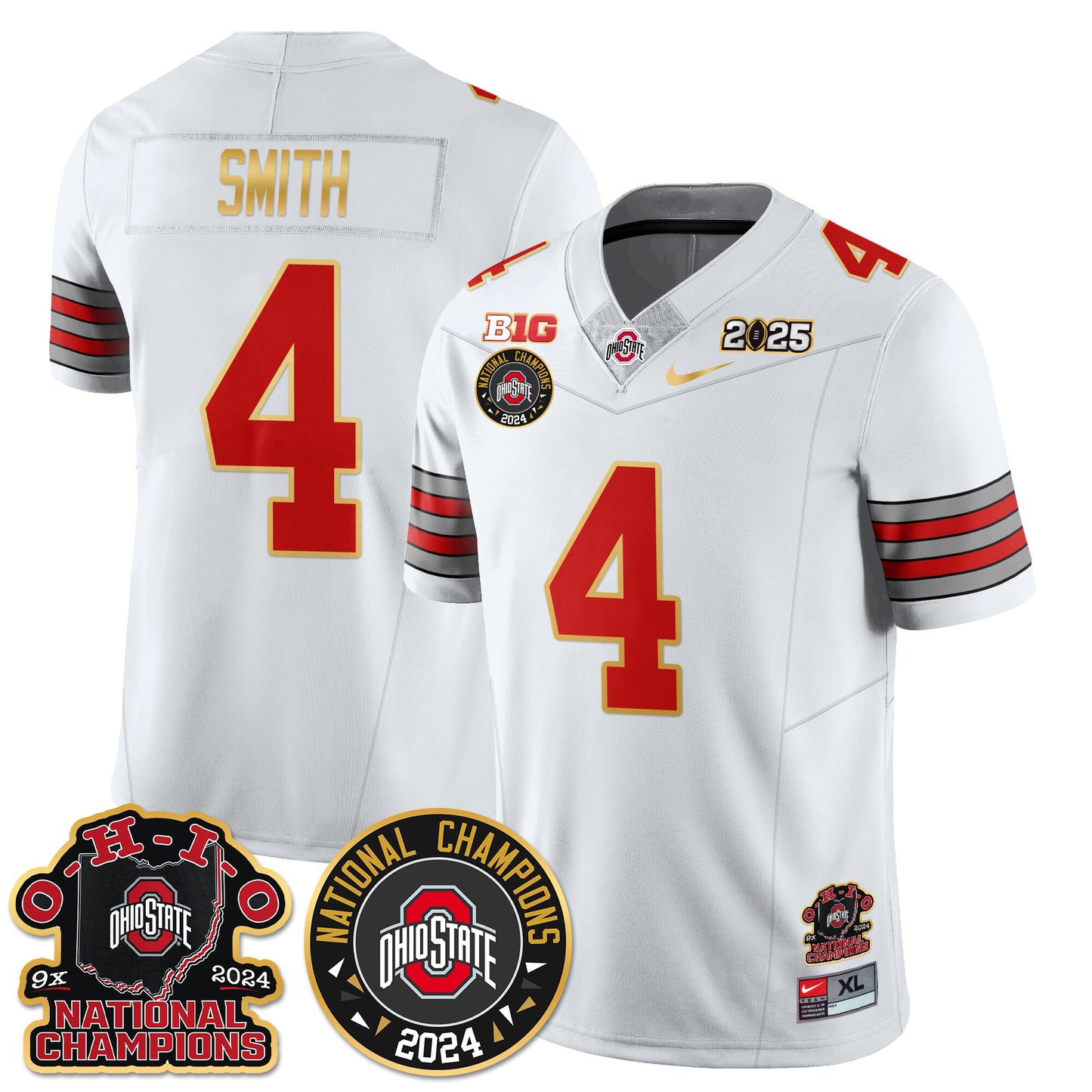 Ohio State Buckeyes 'Heritage Stripe' 2025 CFP Patch - National Champions Jersey N5 - All Stitched