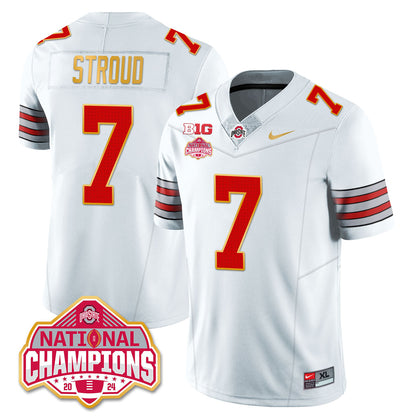 Ohio State Buckeyes 'Heritage Stripe' 2025 CFP Patch - National Champions Gold Jersey - All Stitched