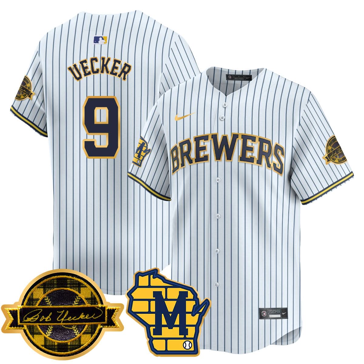 Milwaukee Brewers 2025 Limited Gold Jersey - Bob Uecker Patch - All Stitched