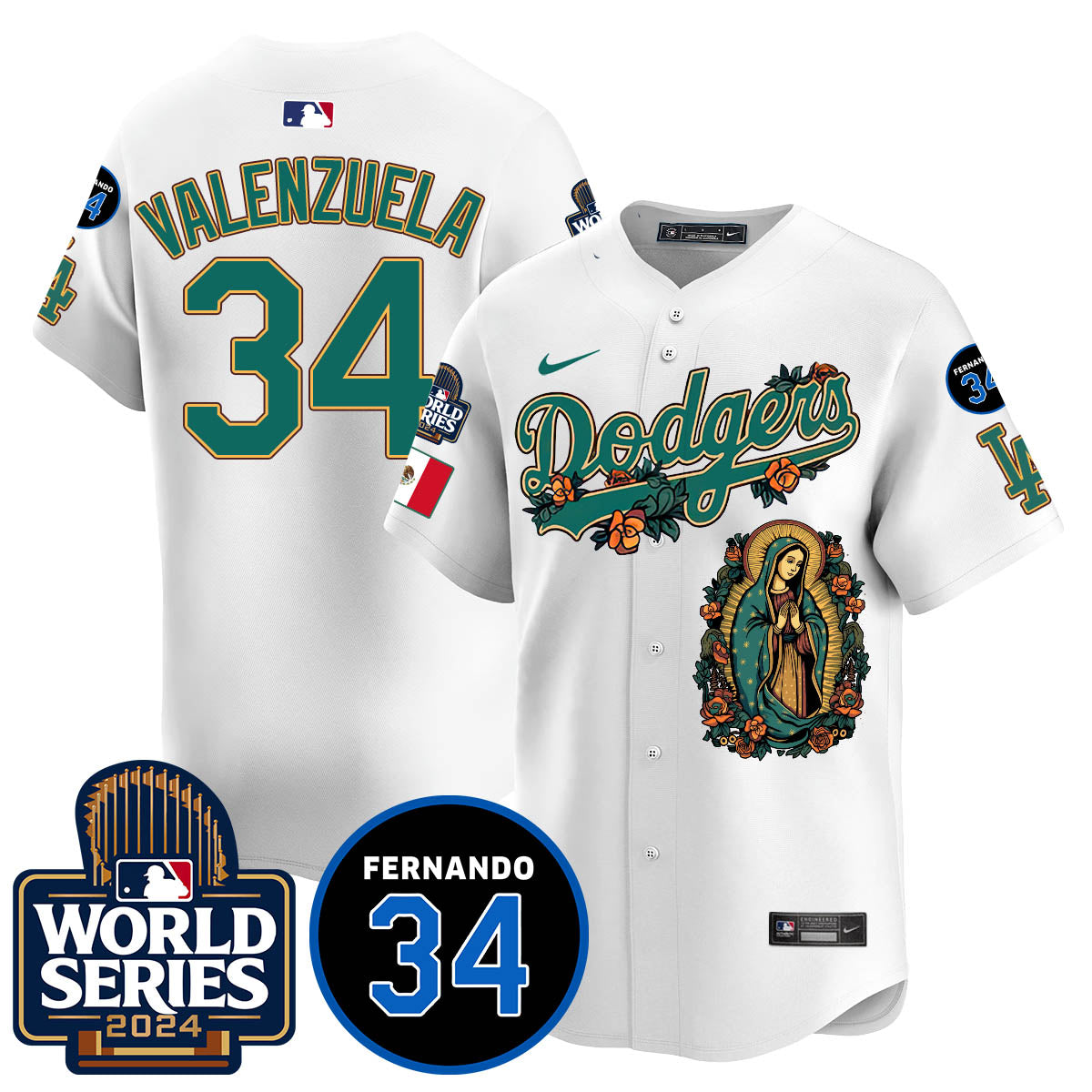 Dodgers Guadalupe - Fernando Valenzuela Memorial Jersey - All Stitched