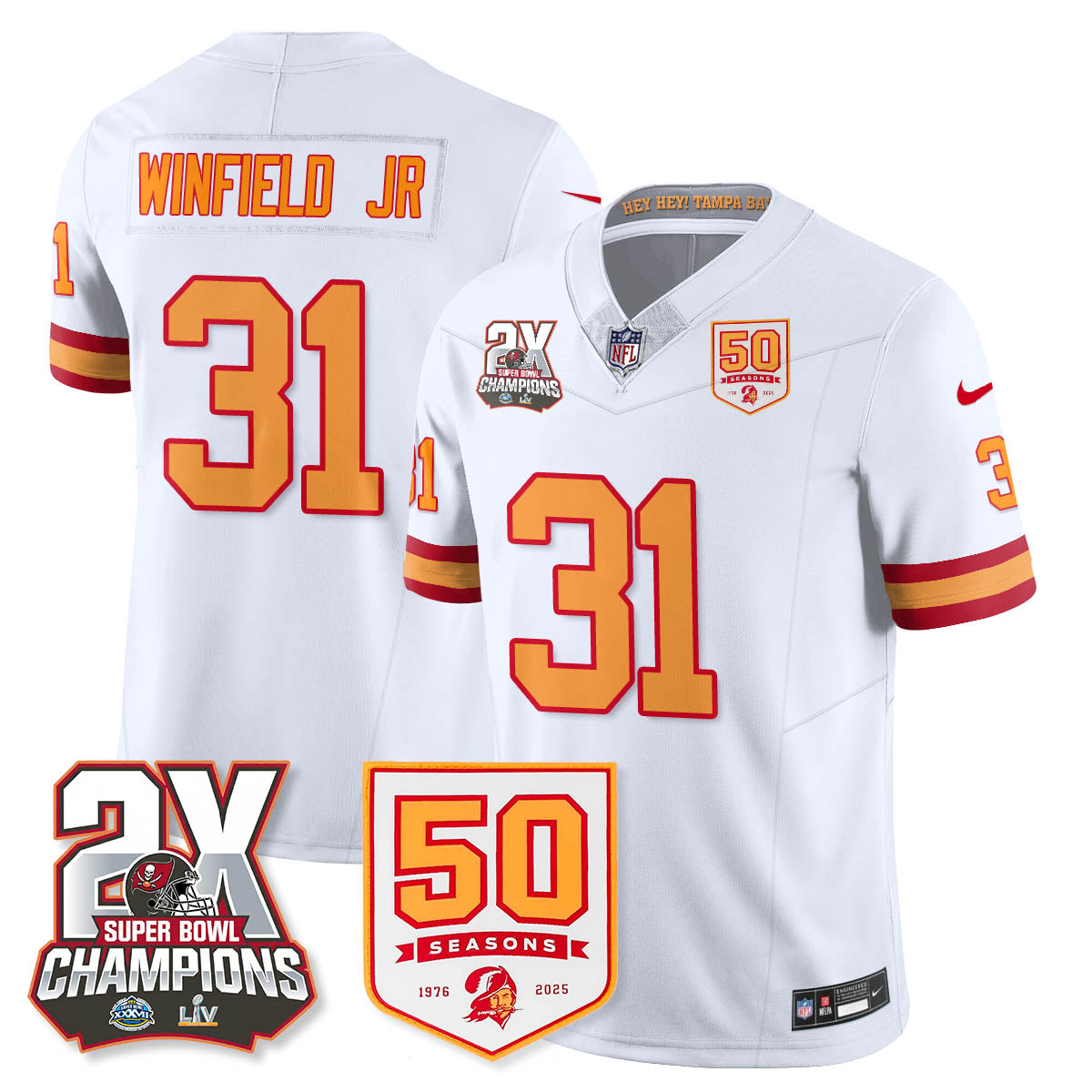 TB 2-Time Champions Patch Throwback Vapor Limited Jersey - All Stitched
