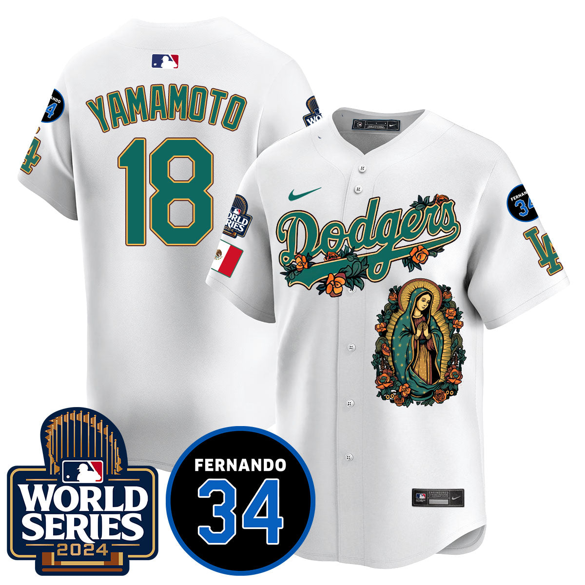 Dodgers Guadalupe - Fernando Valenzuela Memorial Jersey - All Stitched