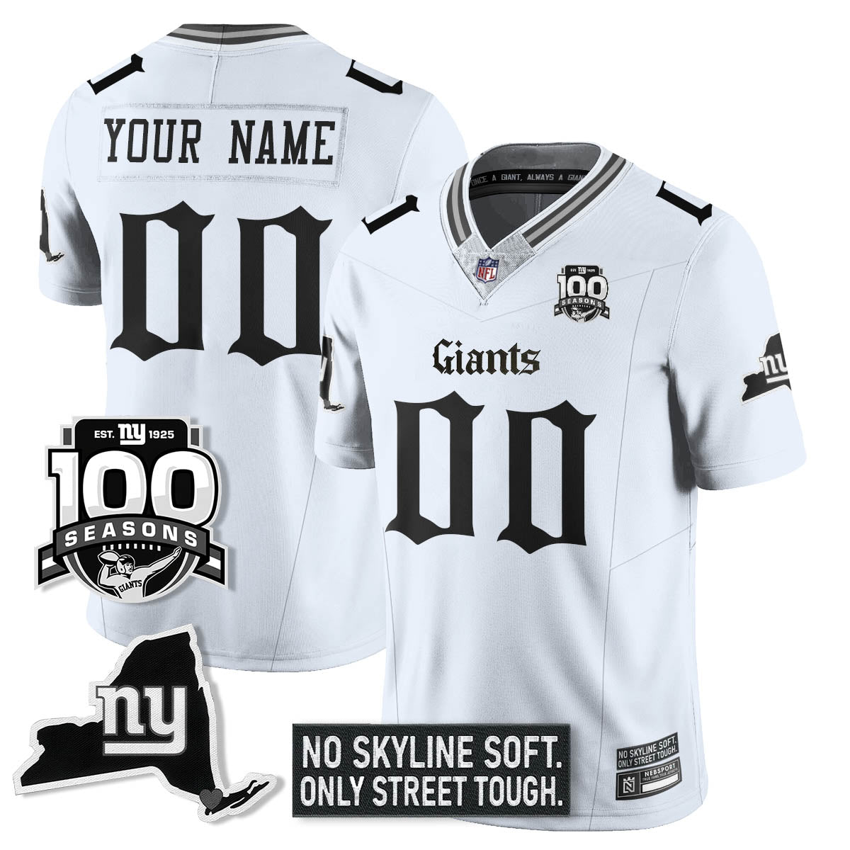 Custom NYG 100th Seasons 'Gothic Gotham Edition' Vapor Limited Jersey - All Stitched