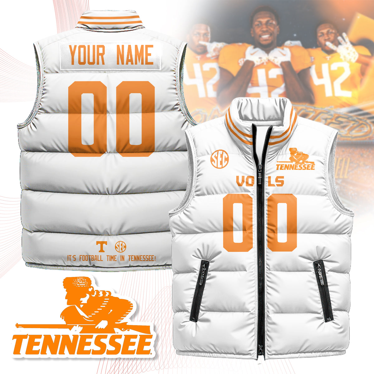Personalized Tennessee Volunteers Unisex Puffer Vest