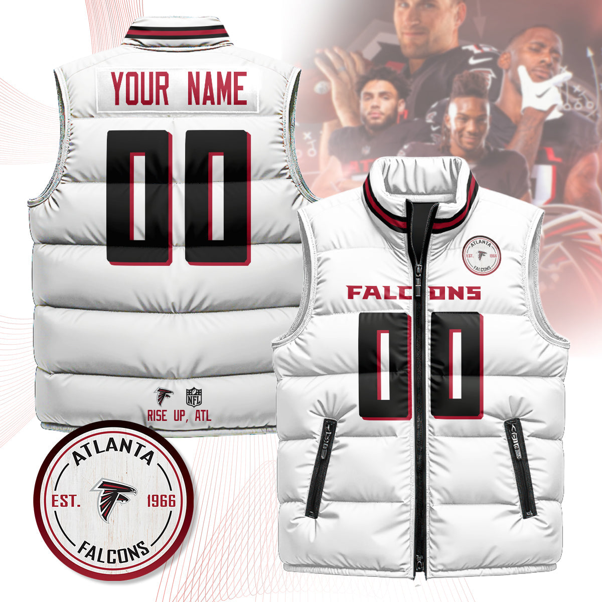 Personalized Atlanta Falcons Unisex Puffer Vest