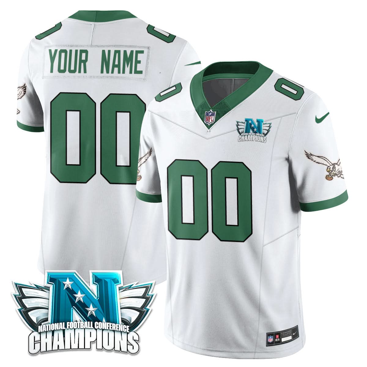 Philadelphia Eagles 2024 NFC Champion Custom Jersey - All Stitched