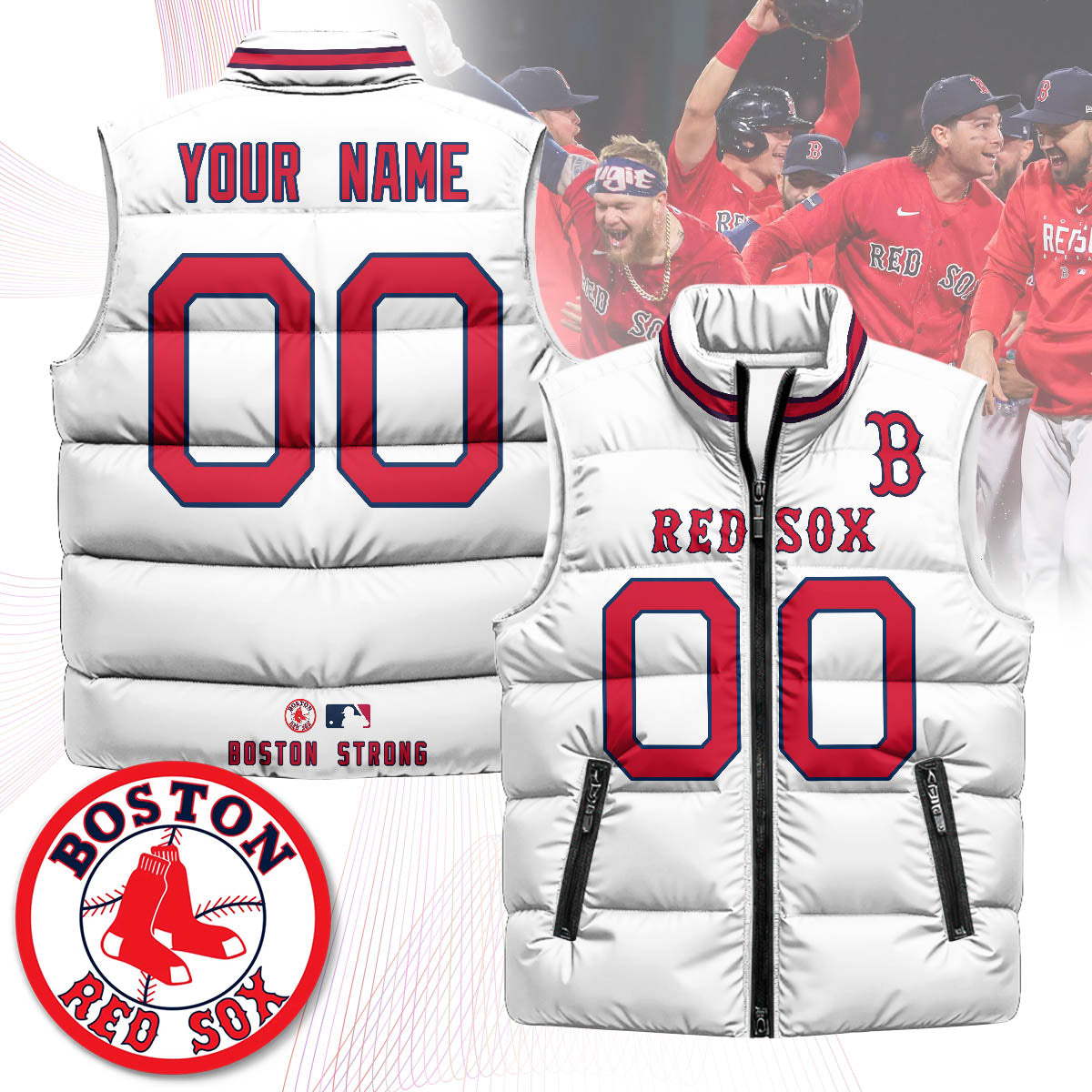 Personalized Boston Red Sox Unisex Puffer Vest