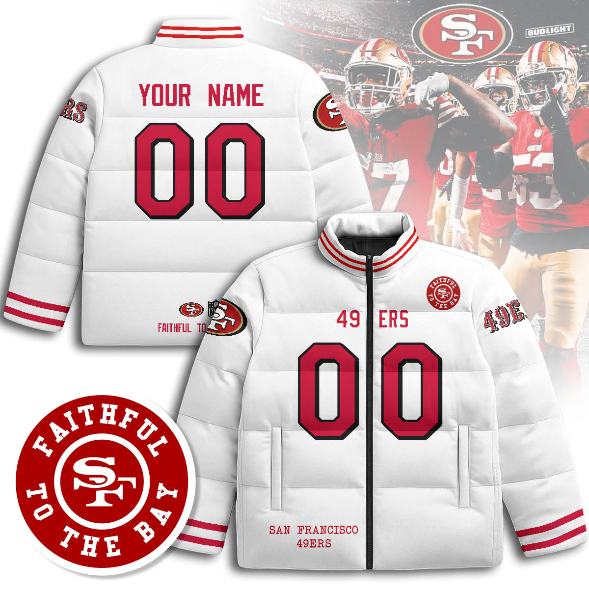 Personalized San Francisco 49ers Unisex Puffer Jacket