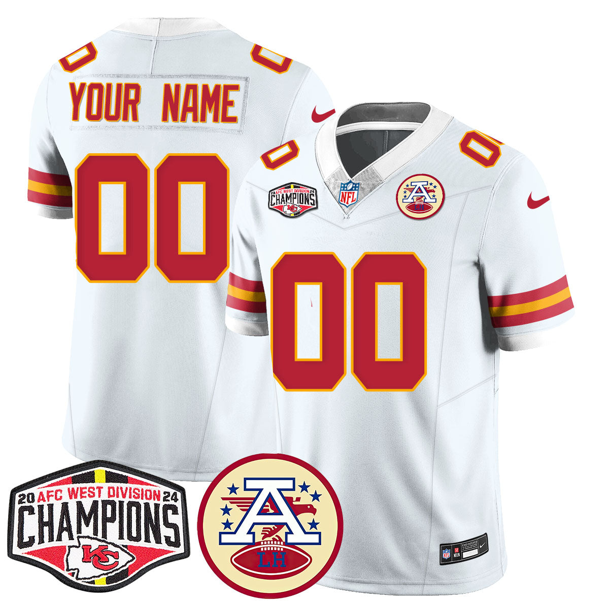 Custom Chiefs 2024 AFC West Champs Jersey - All Stitched