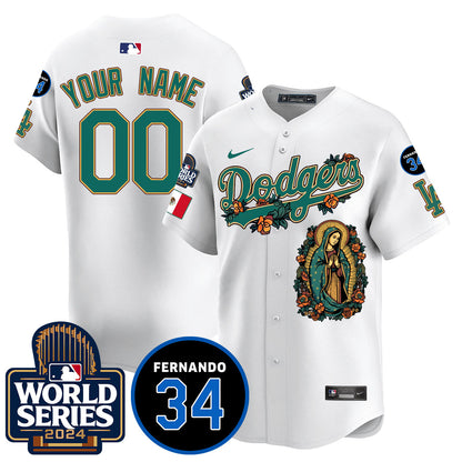 Dodgers Guadalupe - Fernando Valenzuela Memorial Custom Jersey - All Stitched