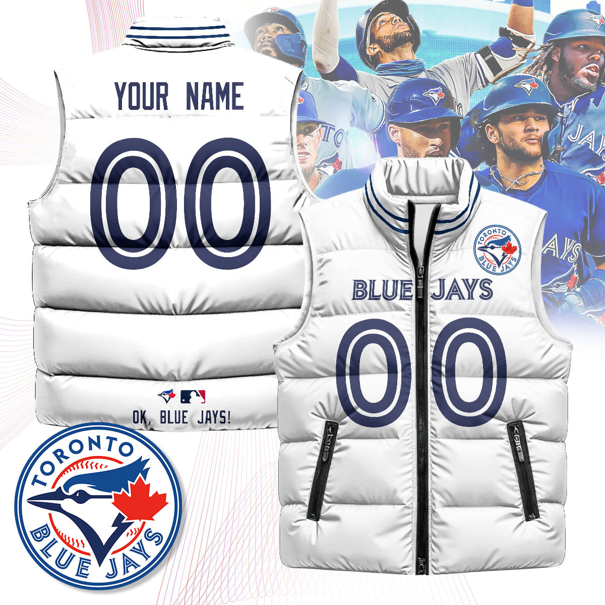 Personalized Toronto Blue Jays Unisex Puffer Vest