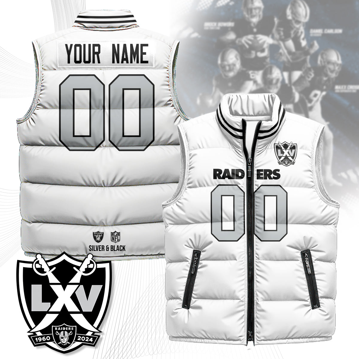 Personalized Las Vegas Raiders Unisex Puffer Vest
