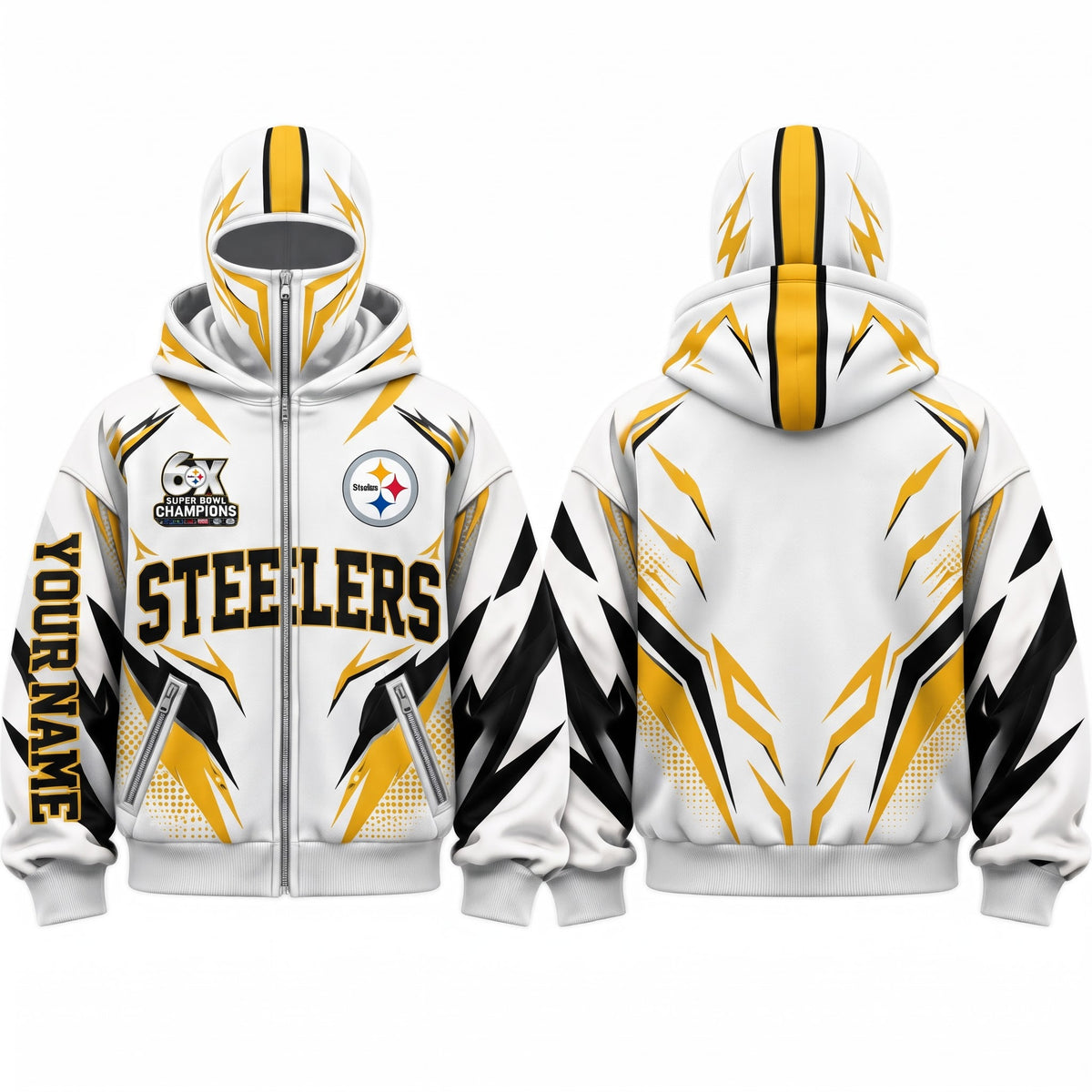 PIT Streetwear Style Personalized Mask Zip Up Hoodie - Printed