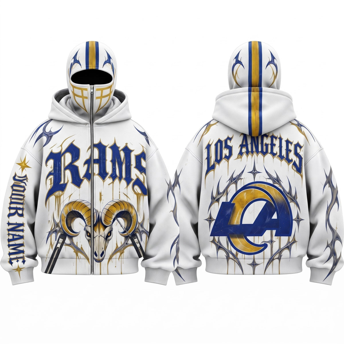 LAR Gothic Style Personalized Mask Zip Up Hoodie - Printed