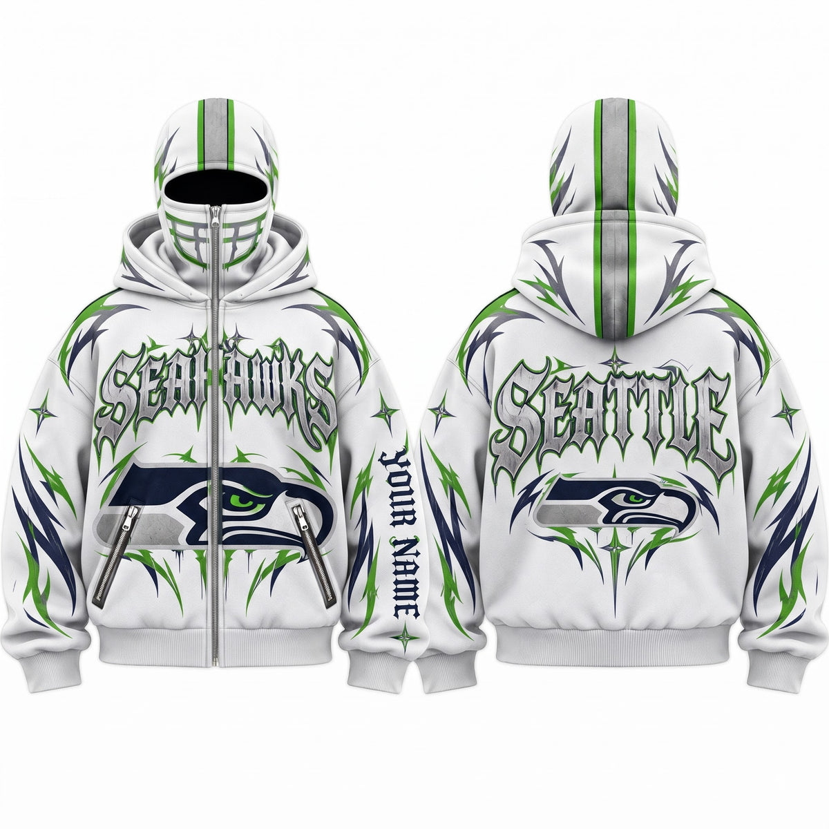 SEA Gothic Style Personalized Mask Zip Up Hoodie - Printed