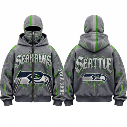 SEA Gothic Style Personalized Mask Zip Up Hoodie - Printed