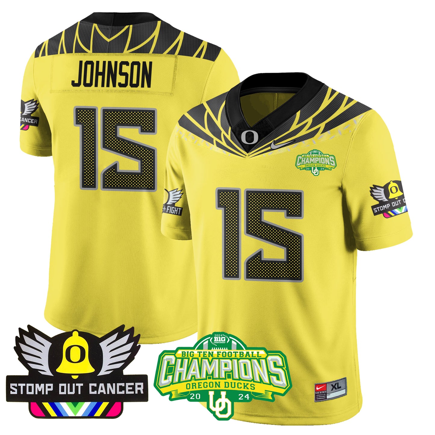 Oregon Alternate 2024 Big Ten Champions Jersey V3 - All Stitched