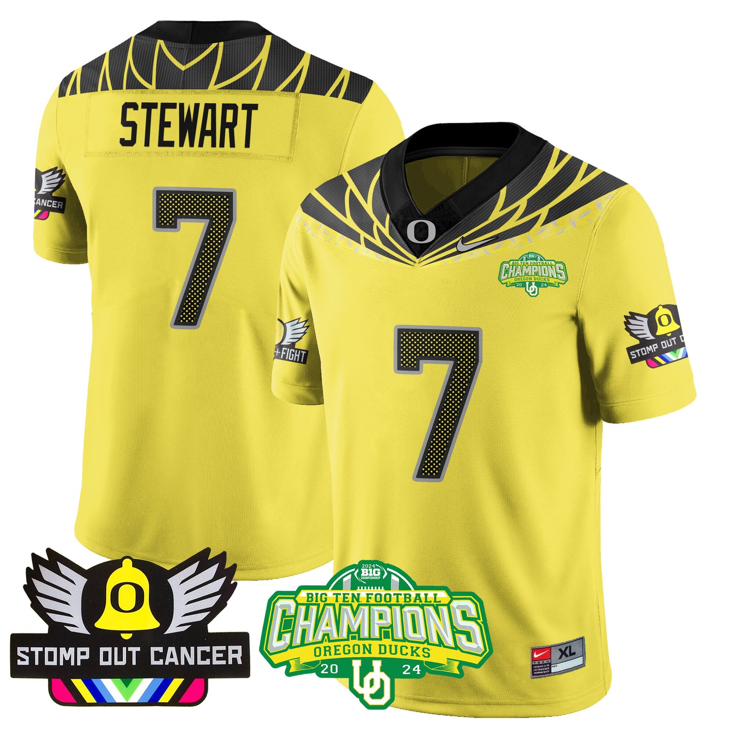 Oregon Alternate 2024 Big Ten Champions Jersey V3 - All Stitched