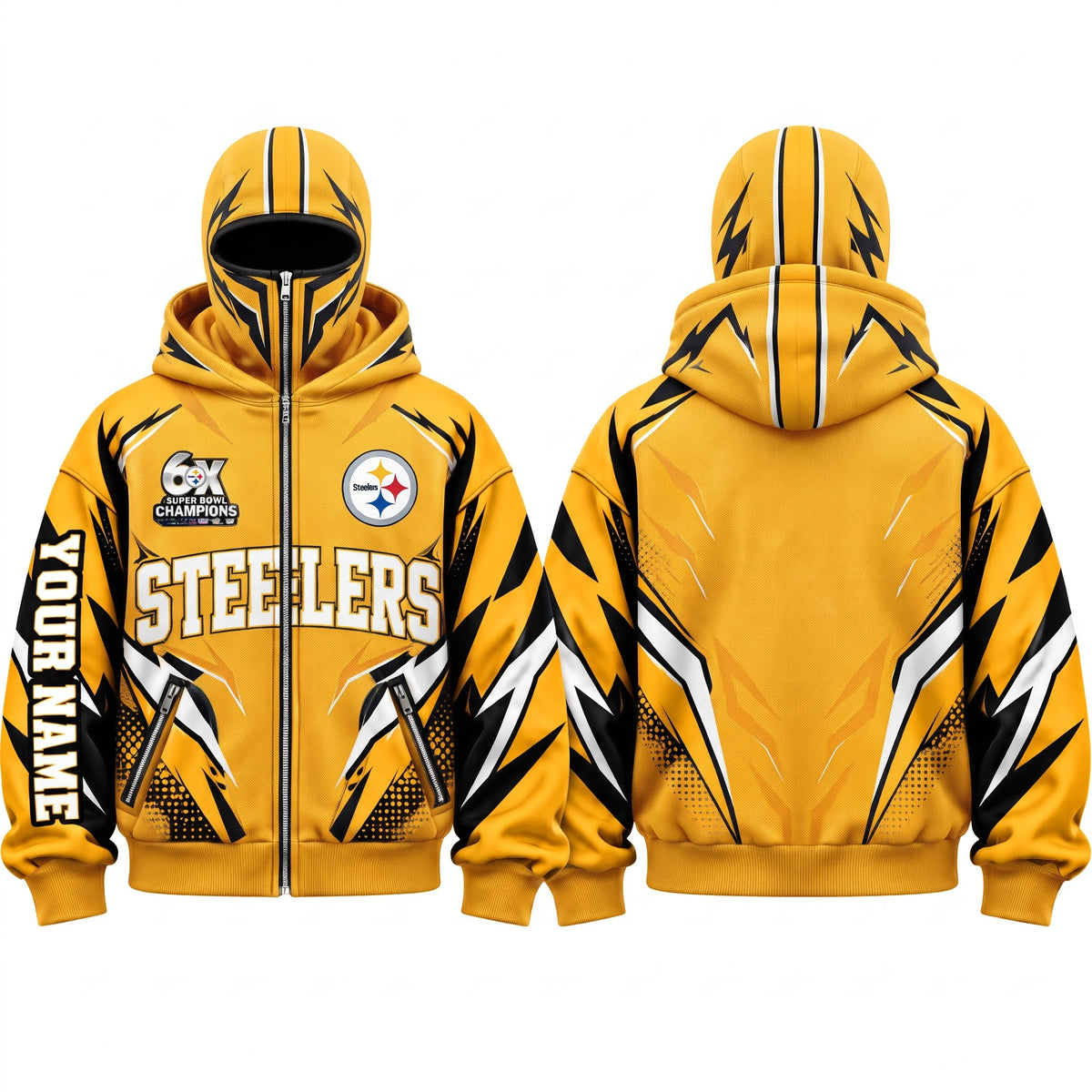 PIT Streetwear Style Personalized Mask Zip Up Hoodie - Printed