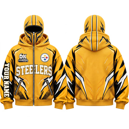 PIT Streetwear Style Personalized Mask Zip Up Hoodie - Printed