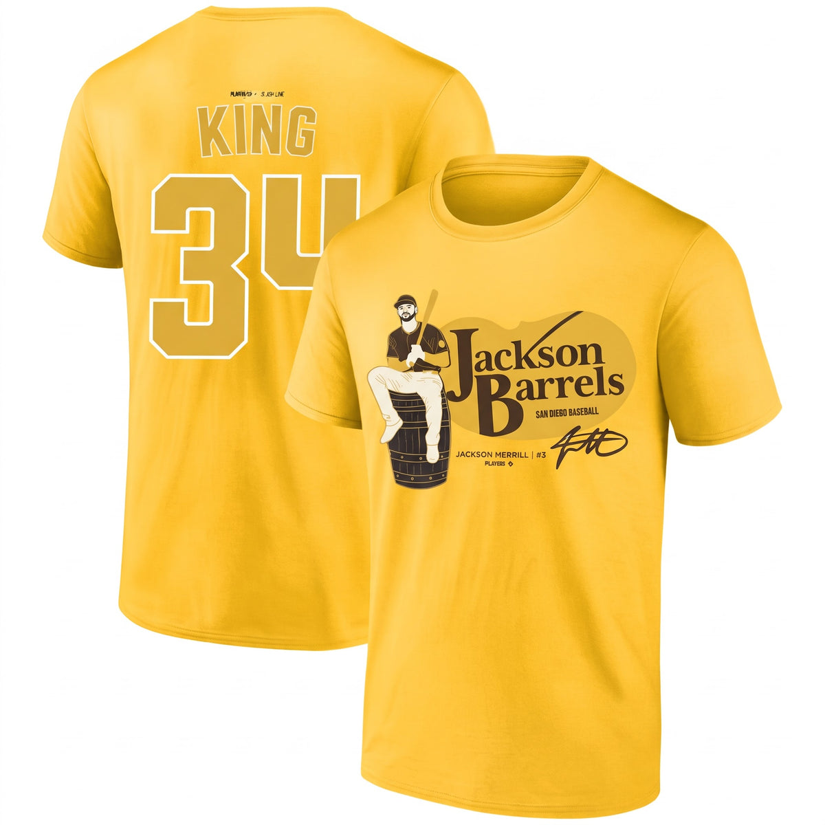 SD Jackson Barrels Jackson Merrill #3 Two Sides T-Shirt - Printed