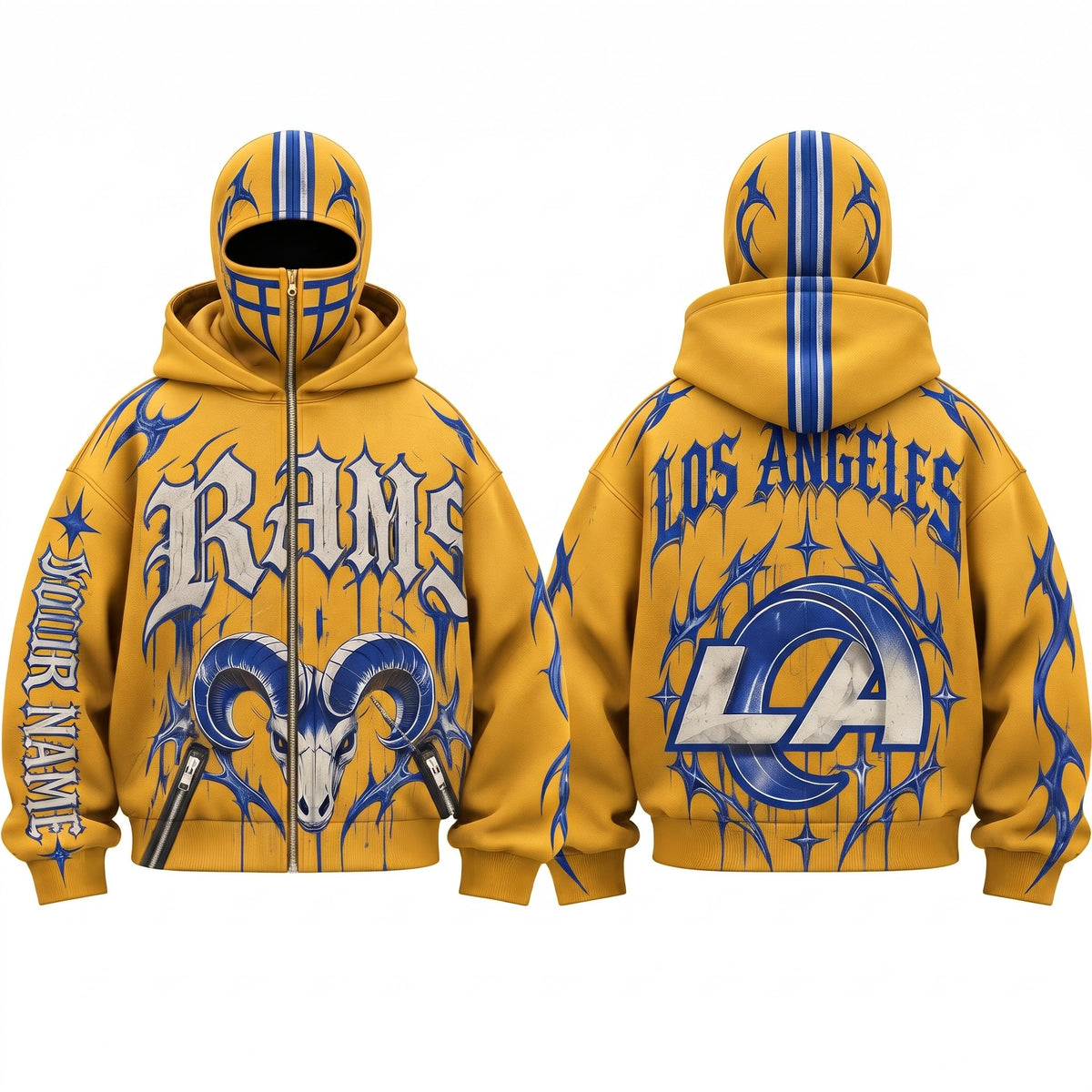 LAR Gothic Style Personalized Mask Zip Up Hoodie - Printed