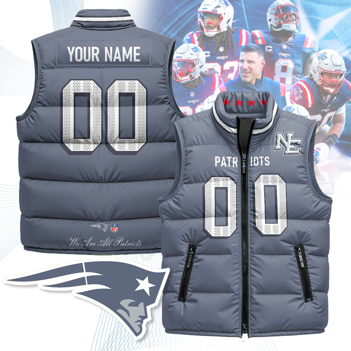 Personalized New England Patriots Rivalry Series Puffer Vest